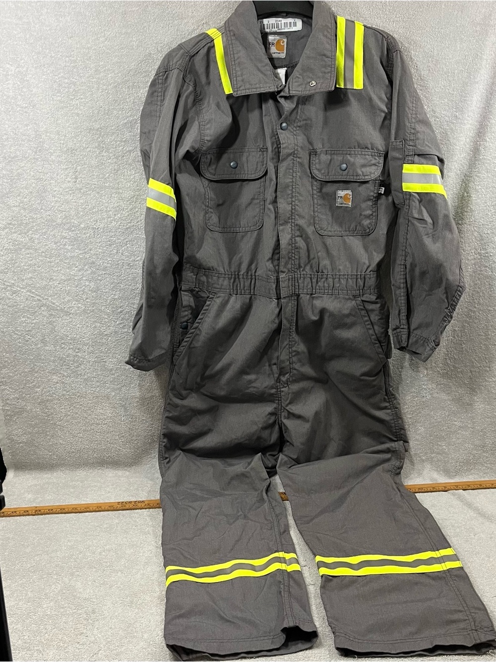 Carhartt FR Coveralls Men’s Medium Reg Hi-Vis Gray Workwear Jumpsuit Zip Ankle